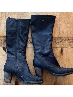 Ara luftpolster black gray gortex knee-high zip up city all weather boot 8